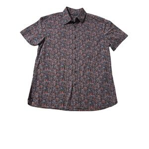 Perry Ellis Men's‎ Floral Print Short Sleeve Button Down Shirt Medium